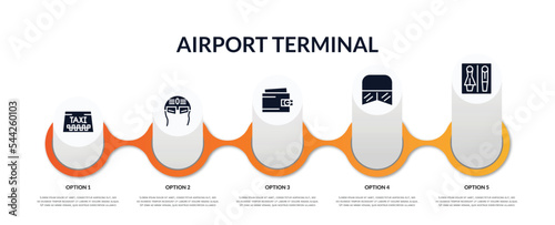 Fotografia set of airport terminal filled icons with infographic template