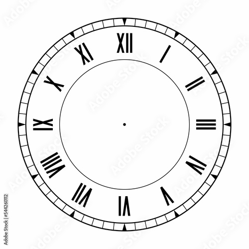 Vintage round clock roman hour time watch antique retro old, silhouette, vector