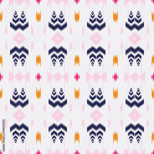 Ethnic ikat print batik textile seamless pattern digital vector design for Print saree Kurti Borneo Fabric border brush symbols swatches party wear