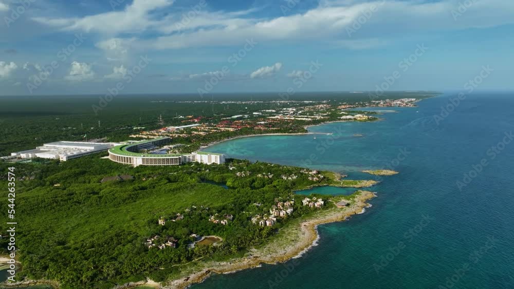 Aerial view of resorts on the coastline of Xpu-Ha, Mayan Riviera, sunny Mexico Aerial view of resorts on the coastline of Xpu-Ha, Mayan Riviera, sunny Mexico