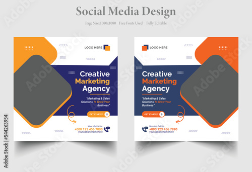 Digital Marketing Agency and Business Conference social media post vector template design