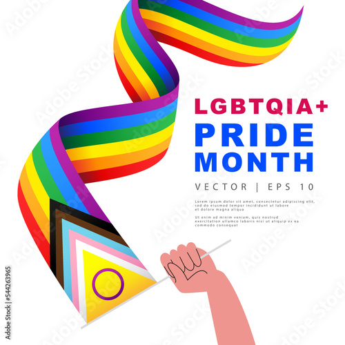 LGBT flag in a person's hand. LGBTQIA + symbols. Rainbow flag. An international symbol of the lesbian, gay, bisexual and transgender community.