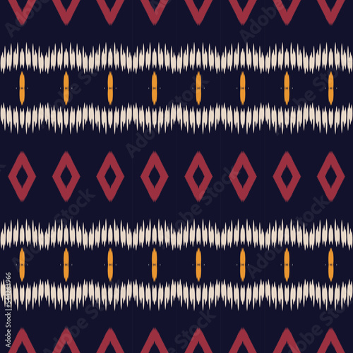 Ethnic ikat stripe batik textile seamless pattern digital vector design for Print saree Kurti Borneo Fabric border brush symbols swatches party wear