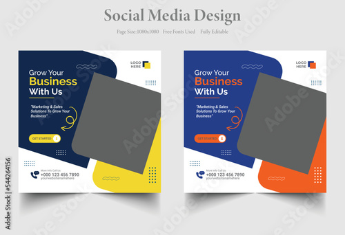 Digital Marketing Agency and Business Conference social media post vector template design