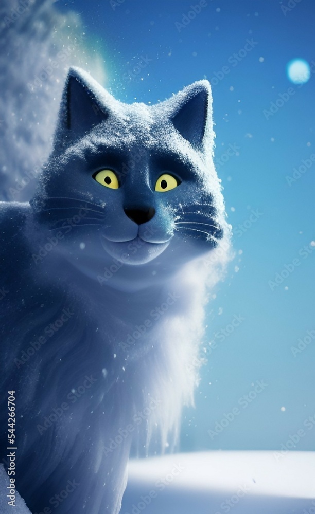 Fototapeta premium Cat and snow