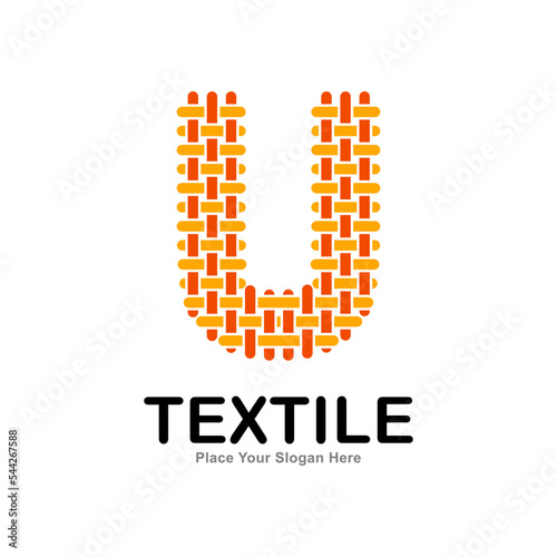 Letter U textile pattern and sewing logo vector template. Suitable for business, textile fabric, initial name, fashion, knitting, and poster