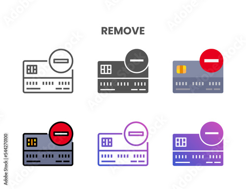 Credit Card Remove icon set style ouline, glyph, flat color and gradient. Vector Illustration for Graphic Design Element. Isolated on white background