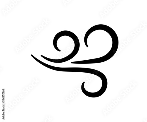 Hand drawn wind air flow icon. Free breath symbol. Fresh air flow sign. Doodle wind blow icons. Weather symbol. Climate design element. Vector illustration isolated on white background.