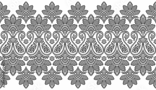 Paisley seamless vector floral border