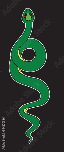 Hand drawn snake vector Illustration on black background.Milk snake vector.