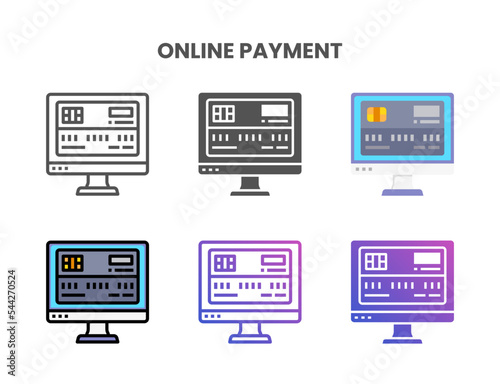 Credit Card Online Payment icon set style ouline, glyph, flat color and gradient. Vector Illustration for Graphic Design Element. Isolated on white background