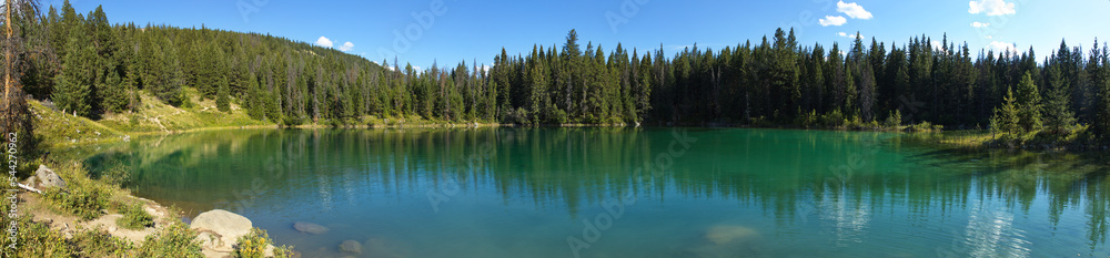 Fourth Lake on Five Lakes Trail in Jasper National Park,Alberta,Canada,North America
