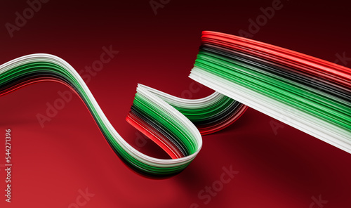 UAE flag Waving Ribbon Style isolated background 3D Illustration