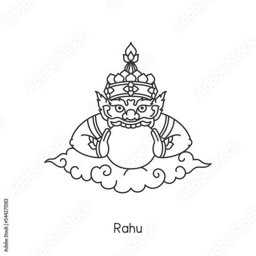 Rahu God of the Indians Faith kawaii doodle flat cartoon vector illustration