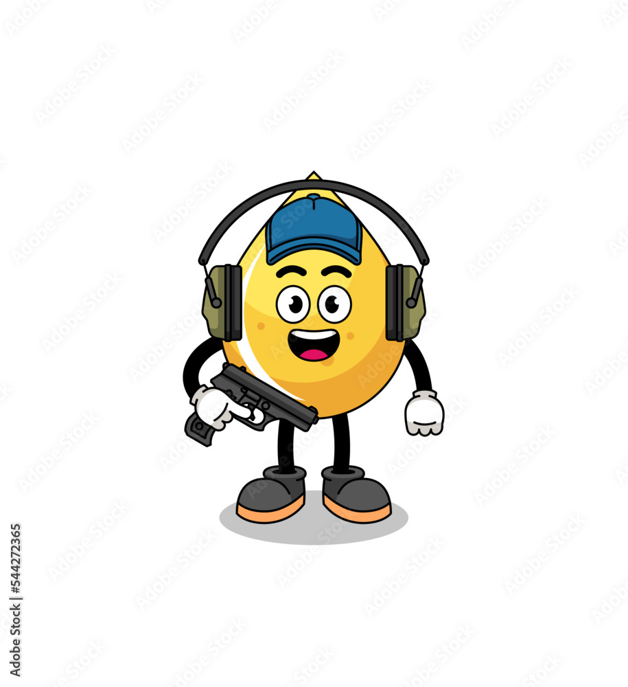 Character mascot of honey drop doing shooting range Character mascot of honey drop doing shooting range