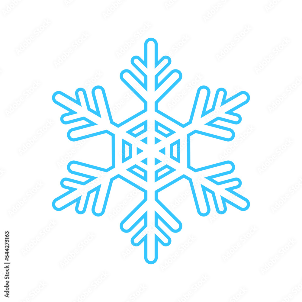 Simple snowflake made of blue lines. Festive decoration for New Year and Christmas, symbol of winter, element for design. Vector illustration Simple snowflake made of blue lines. Festive decoration for New Year and Christmas, symbol of winter, element for design. Vector illustration