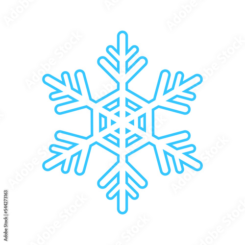 Simple snowflake made of blue lines. Festive decoration for New Year and Christmas, symbol of winter, element for design. Vector illustration