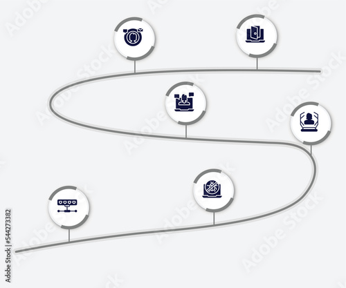 infographic element with computer bugs filled icons. included backdoor, digital campaign, webinar, hologram, network hub, no virus vector.