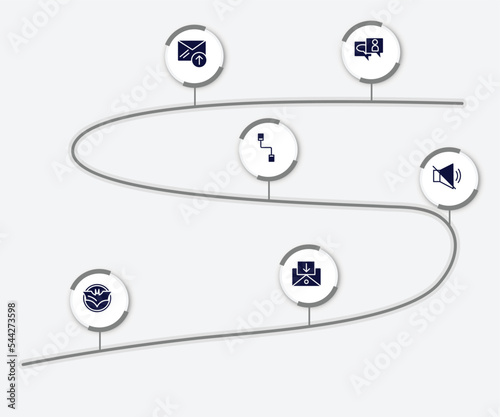 infographic element with post office filled icons. included anniversary, outgoing, communicator, muted, , incoming mail vector.
