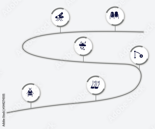 infographic element with animals filled icons. included nails, mosquito, thunderstorm, branch, crioceris, hoof vector. photo