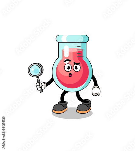 Mascot of laboratory beaker searching