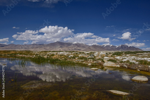 Beautiful Salt deposits alongside Karakul Lake on the Pamir Highway  Gorno Badakhshan  Tajikistan