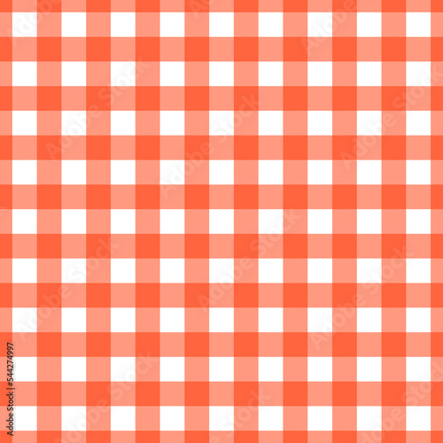 Orange and White Buffalo Plaid Pattern Seamless Background