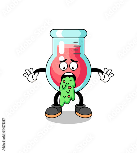 laboratory beaker mascot cartoon vomiting