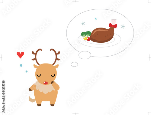 クリスマス料理を考えるトナカイ（チキンレッグ）　