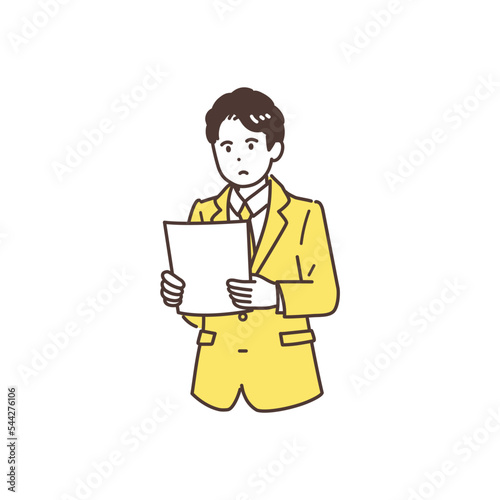 書類を確認するビジネスマンのイラスト素材