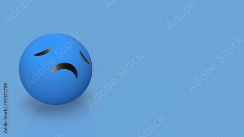sad emotion on blue background 3d rendering