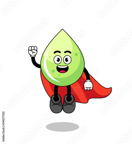 melon juice cartoon with flying superhero