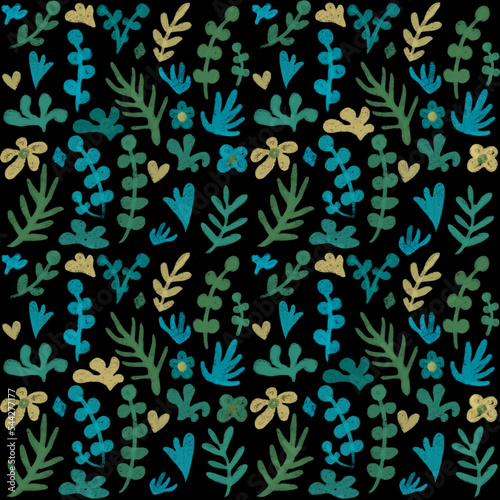 Wallpaper Mural 草花模様のシームレスパターン、海藻模様のリピートパターン、テクスチャのある背景イラスト、レトロな雰囲気のイラスト、海藻のテキスタイルパターン、草花のテキスタイル模様 Torontodigital.ca