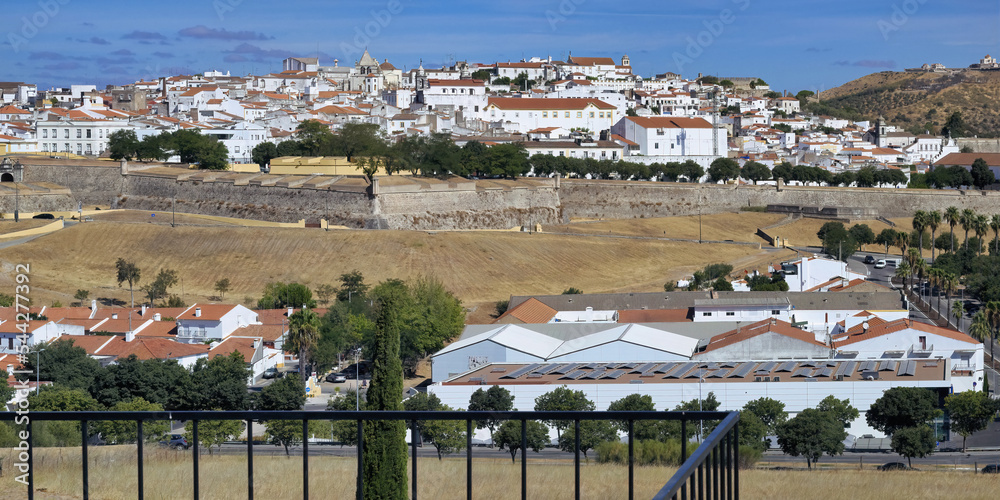 View over the historic center and ramparts of Elvas, Alentejo, Portugal