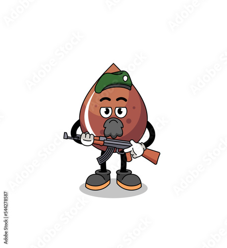 Character cartoon of chocolate drop as a special force