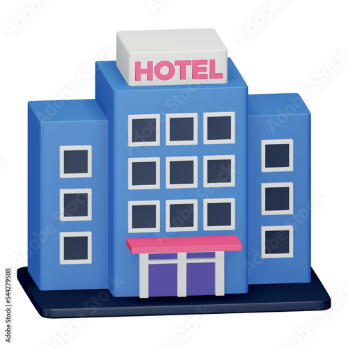 Hotel 3d rendering isometric icon.