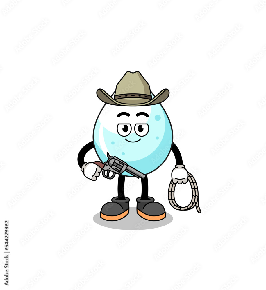 Character mascot of milk drop as a cowboy