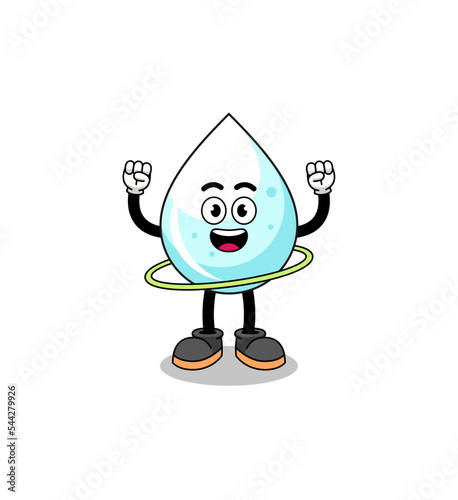 Character Illustration of milk drop playing hula hoop