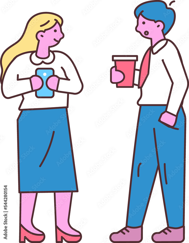 Cartoon handdrawn line art couple