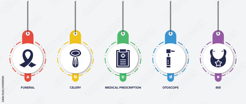 infographic element template with baby filled icons such as funeral, celery, medical prescription, otoscope, bib vector. infographic element template with baby filled icons such as funeral, celery, medical prescription, otoscope, bib vector.