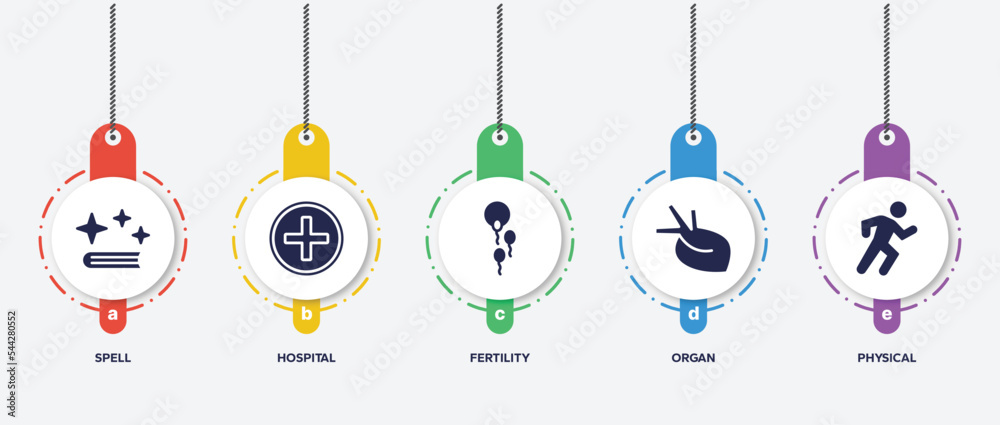 infographic element template with laboratory filled icons such as spell, hospital, fertility, organ, physical vector. infographic element template with laboratory filled icons such as spell, hospital, fertility, organ, physical vector.