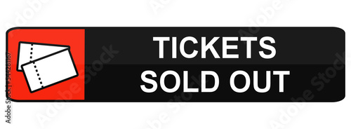 Rot schwarzer Button mit Eintrittskarten Symbol - Tickets ausverkauft