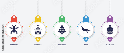 infographic element template with africa filled icons such as gerridae, chimney, pine tree, wolf, canteen vector.