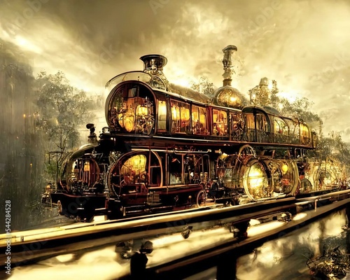 Fotografie, Obraz Steampunk train