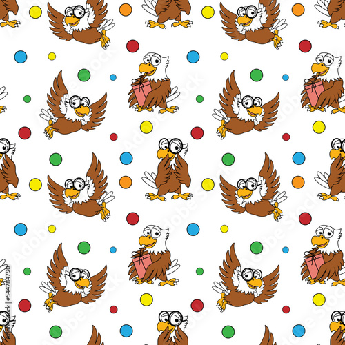 cute eagle cartoon pattern graphic