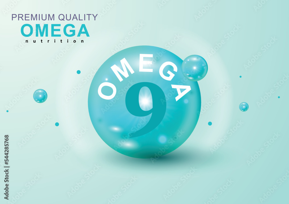 Vitamin Omega 9 vector illustration. Vitamin Omega9 Fatty Acids