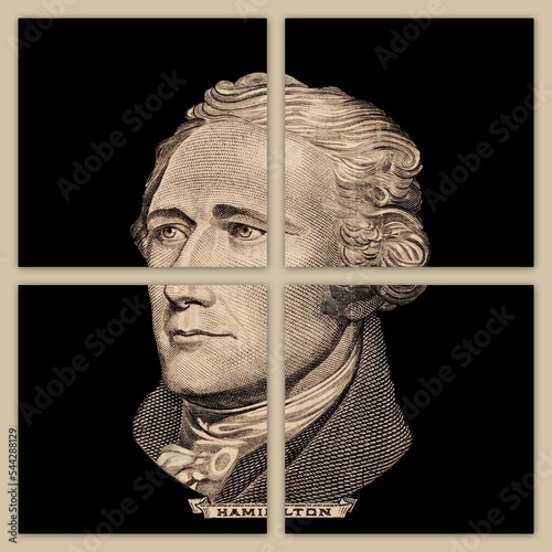 Banner with Portrait of U.S. president Alexander Hamilton photo