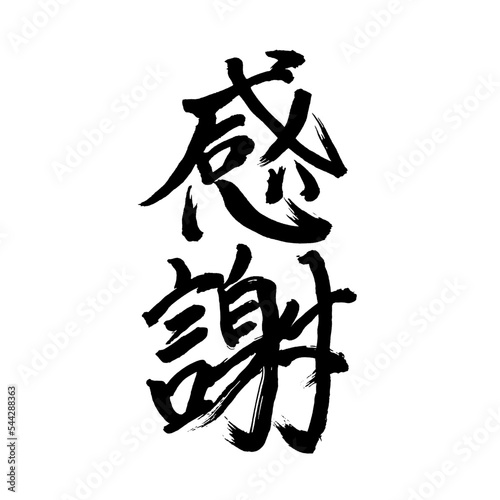 Japan calligraphy art【Gratitude・thank・thanks・감사】日本の書道アート【感謝・かんしゃ】／This is Japanese kanji 日本の漢字です／illustrator vector イラストレーターベクター