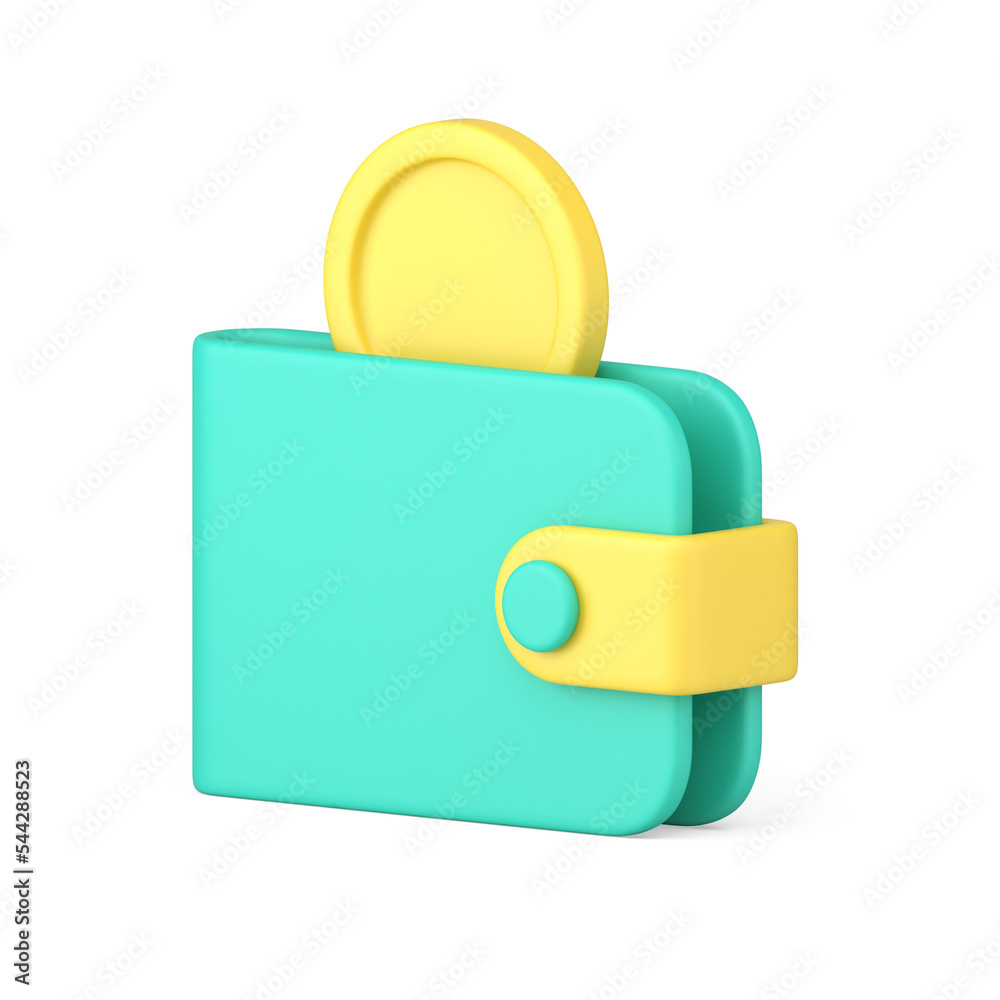 Green wallet putting coin money banking storage income investment realistic 3d icon isometric Green wallet putting coin money banking storage income investment realistic 3d icon isometric