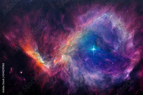 Beautiful nebula in a starry galaxy sky